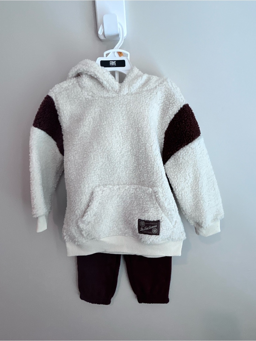 Cozy Sherpa Hoodie for Kids - Cream with Brown Accents